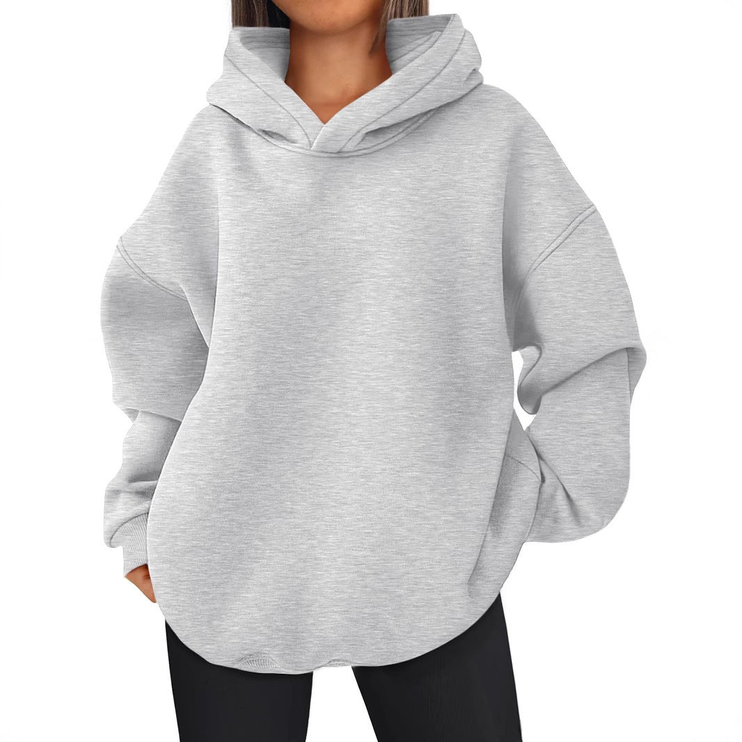 Damen nan kastiger Kapuzenpullover mit doppellagiger Kapuze, überschnittener Schulter und längerem Rückenteil Drune