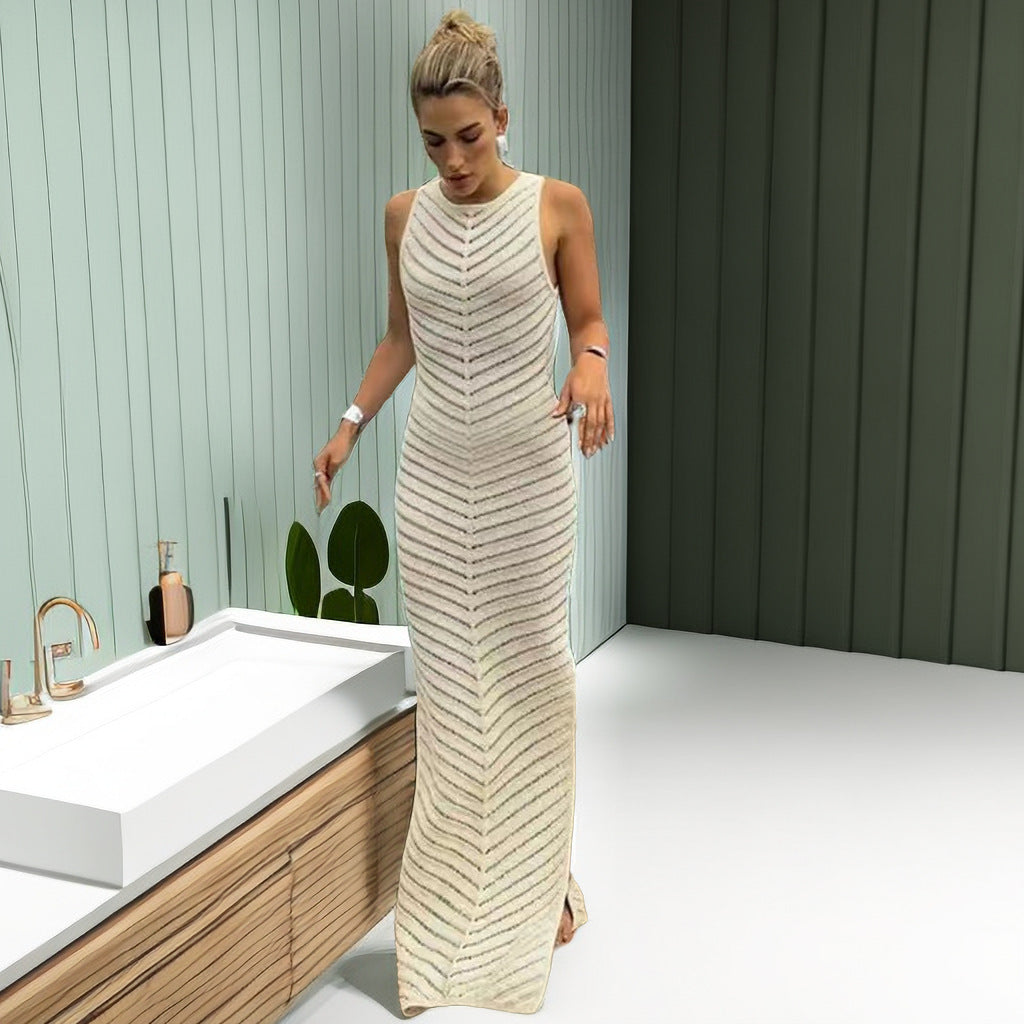 Damen Maxikleid mit elegantem Schnitt und raffinierten Rüschen Drune