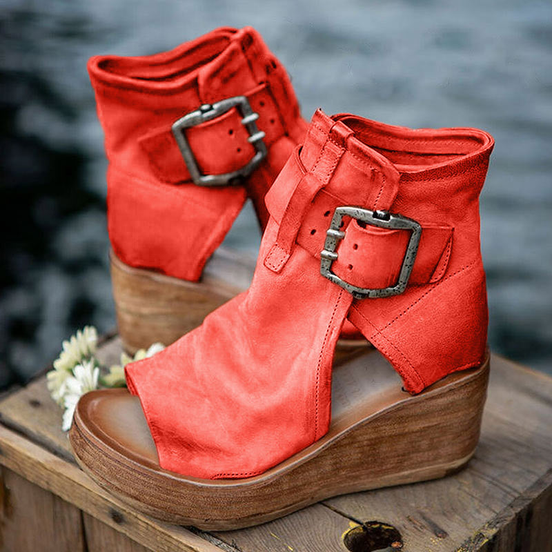 Damen Wedge-Sandaletten mit verstellbarem Schnallenverschluss und komfortablem Fußbett Drune