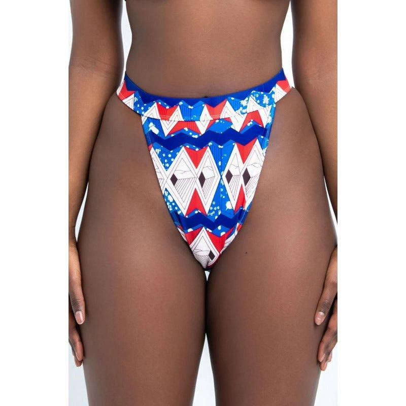 Damen Bikinis mit hohen Beinausschnitten und geometrischem Muster Drune