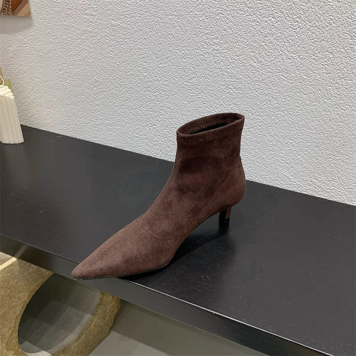 Damen Elegante Ankle-Boots aus weichem Wildleder mit modischem Stiletto Drune