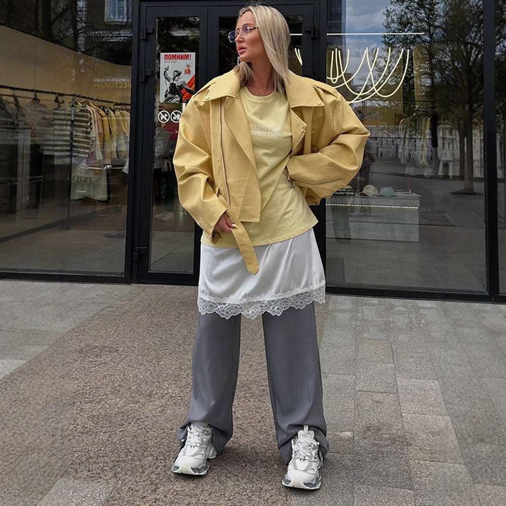 Damen Oversized Bikerjacke mit schmeichelndem Schnitt Drune