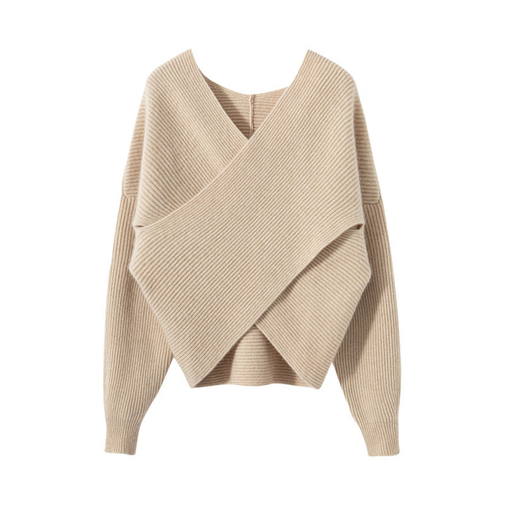 Damen Wickelpullover mit modernem Strukturdesign Drune