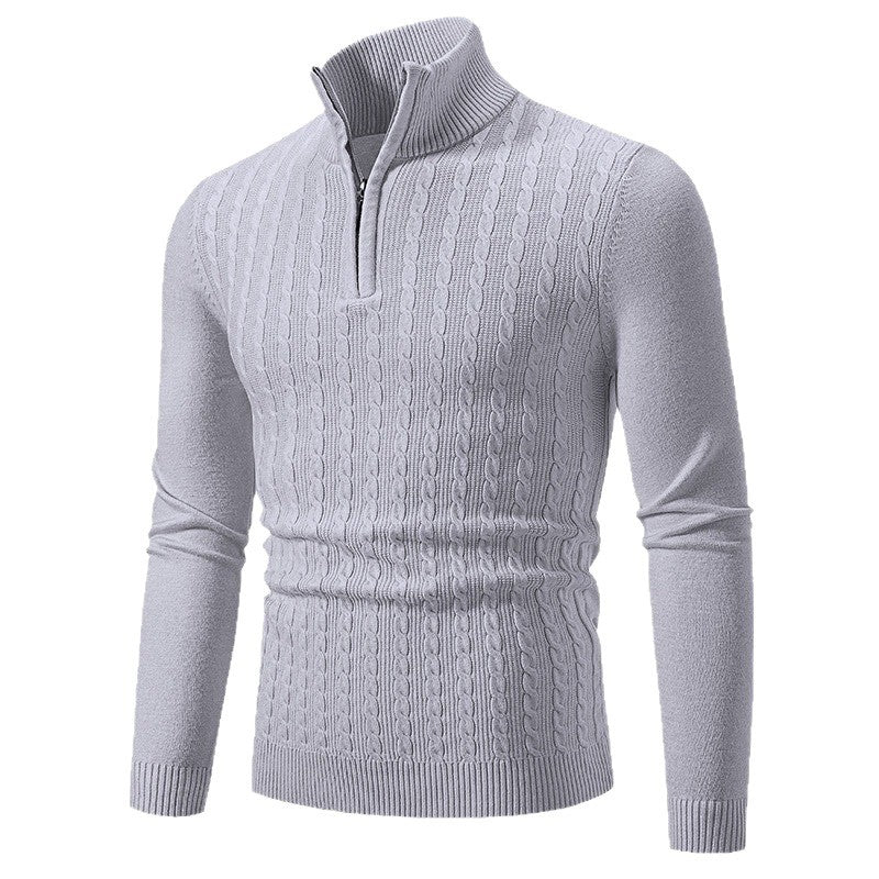 Herren eleganter Strickpullover mit hochabschließendem Reißverschluss Drune