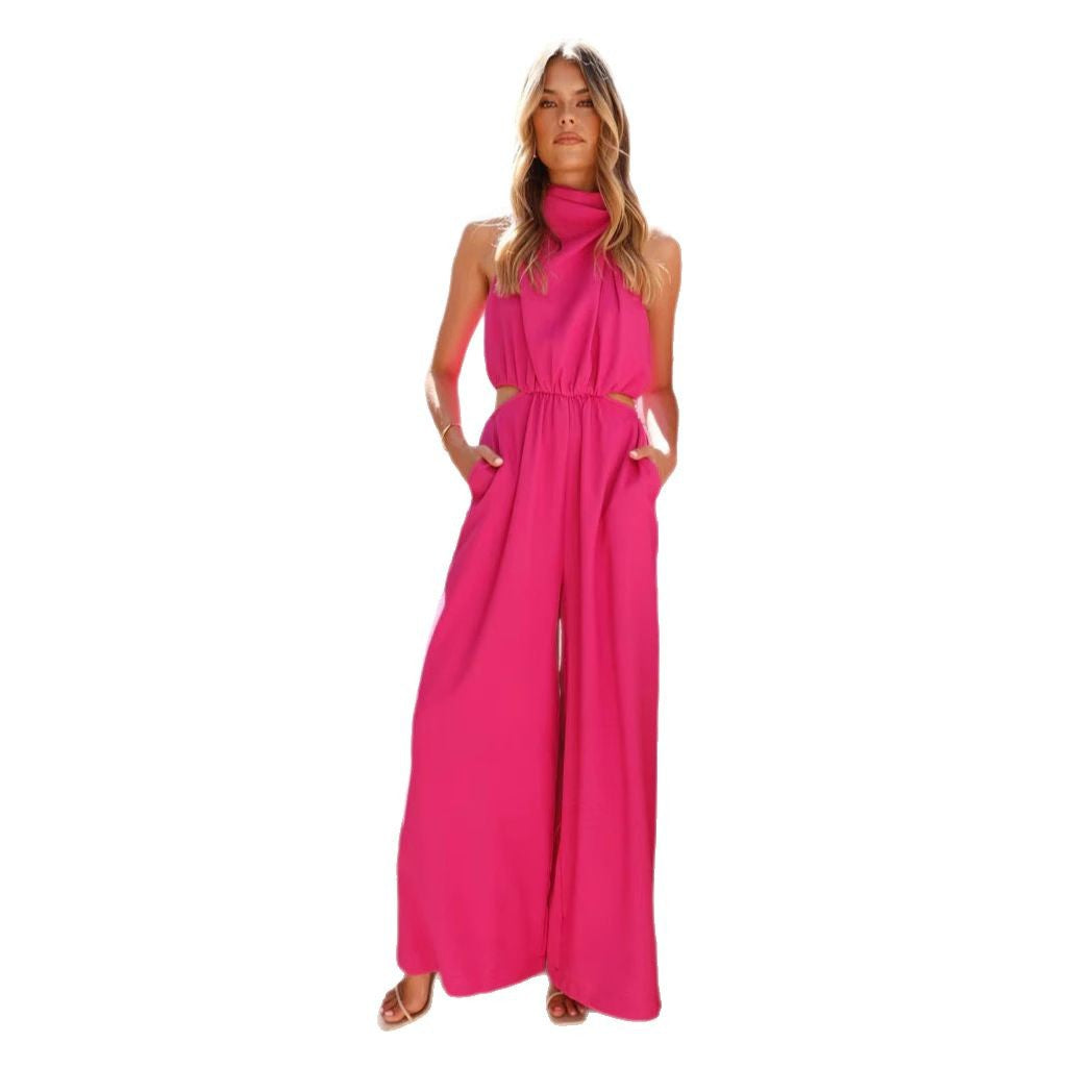 Damen Eleganter Jumpsuit mit hohem Kragen und Cut-Out-Details Drune