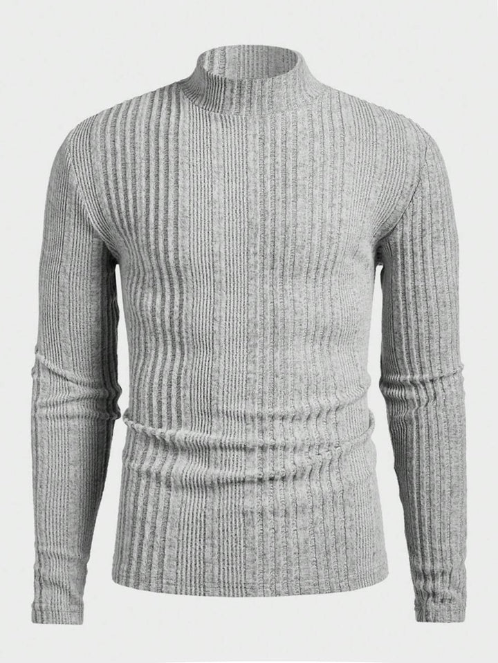 Herren Strickpullover mit hohem Kragen und Rippstruktur Drune