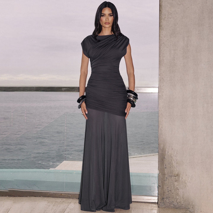 Damen Elegantes Abendkleid mit figurformenden Rüschen Drune