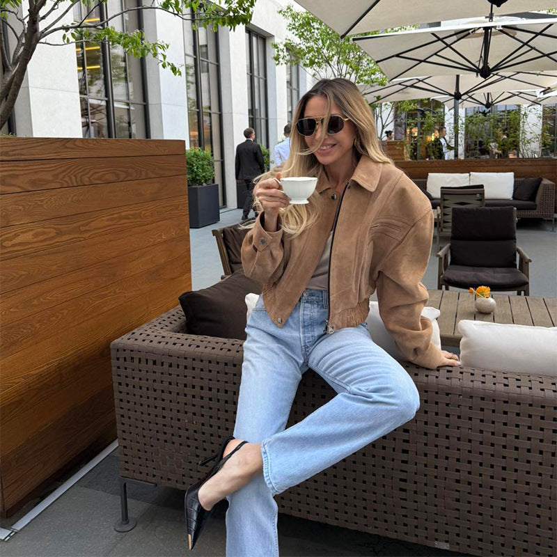 Damen Snacklederjacke mit lässigem Schnitt Drune