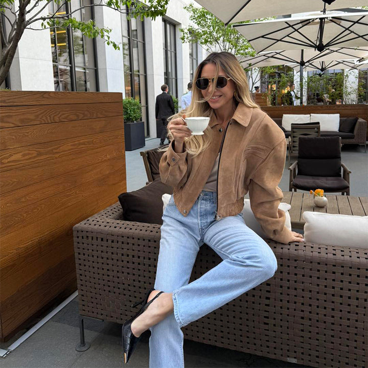 Damen Snacklederjacke mit lässigem Schnitt Drune