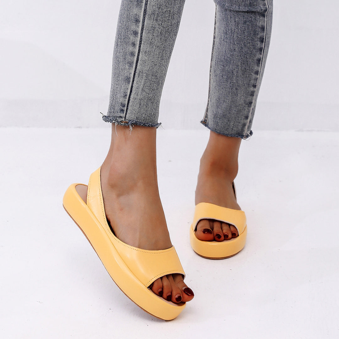Damen Slingback Sandalen mit modischem Plateau und verstellbarem Riemen Drune