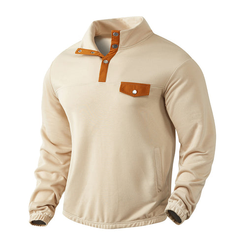 Herren Modischer Pullover mit halbem Reißverschluss und praktischer Brusttasche Drune