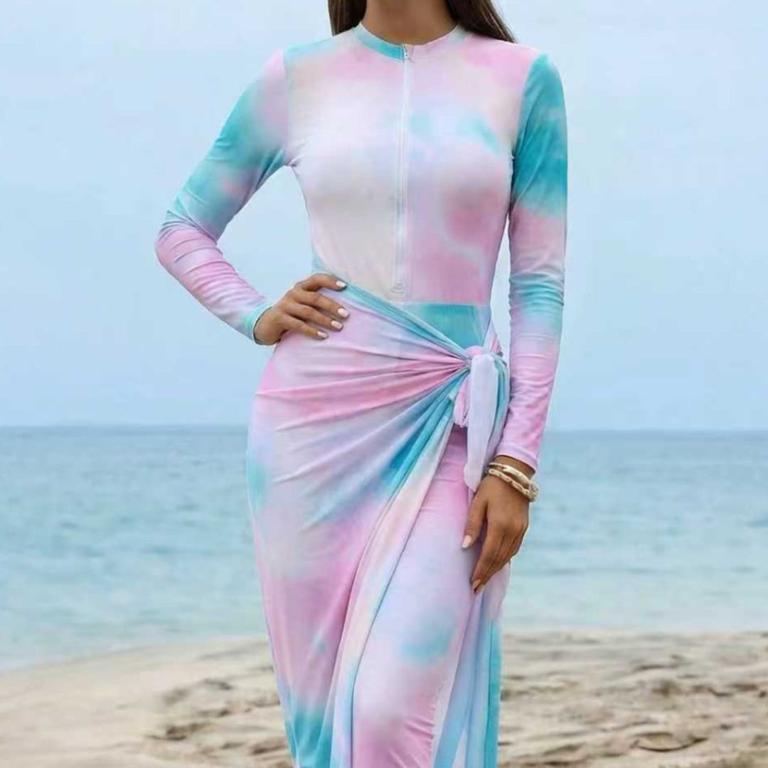 Damen Eleganter Surfanzug mit Reißverschluss und Wickeldetail Drune