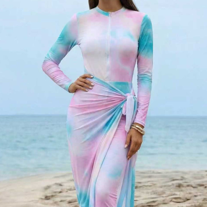 Damen Eleganter Surfanzug mit Reißverschluss und Wickeldetail Drune