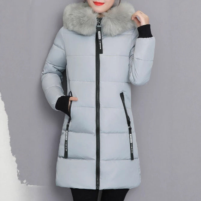 Damen Langärmeliges Steppjacke mit abnehmbarem Kunstfellkragen Drune