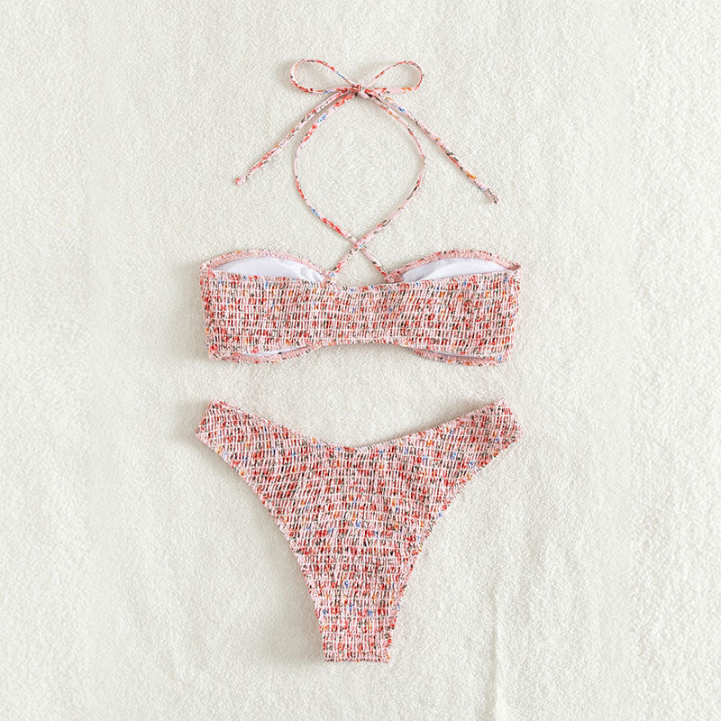 Damen Bandeau-Bikini mit verspieltem Wickeldetail und Rüschendesign Drune