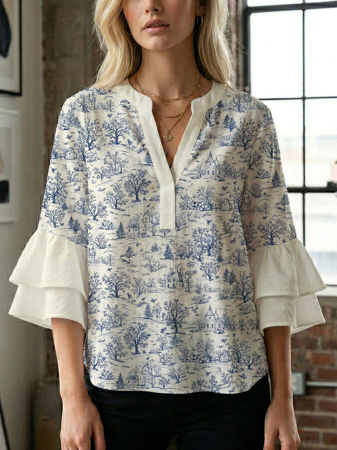 Damen Bluse mit wunderschönen floralem Design Drune