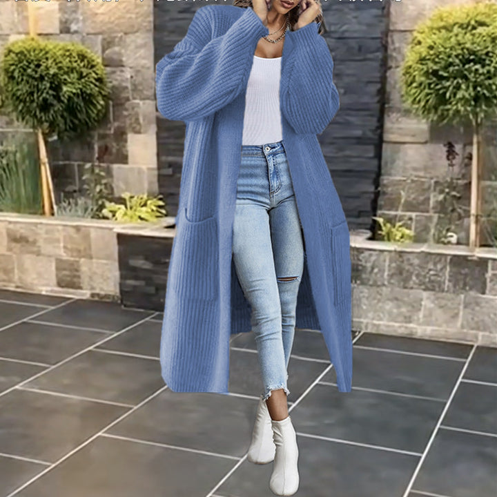 Damen Grobstrick-Cardigan mit Taschen und offenem Frontdesign Drune