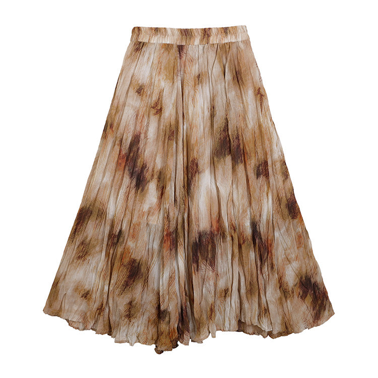 Damen nan fein gefalteter Midirock mit Vintage Blumenprint und elastischem Taillenbund Drune