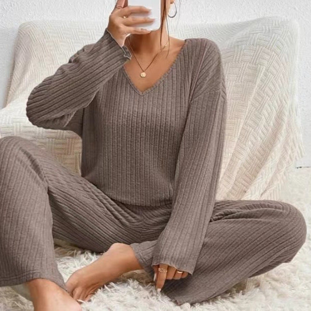 Damen Lässiges Strickoberteil und Hosen Set Drune