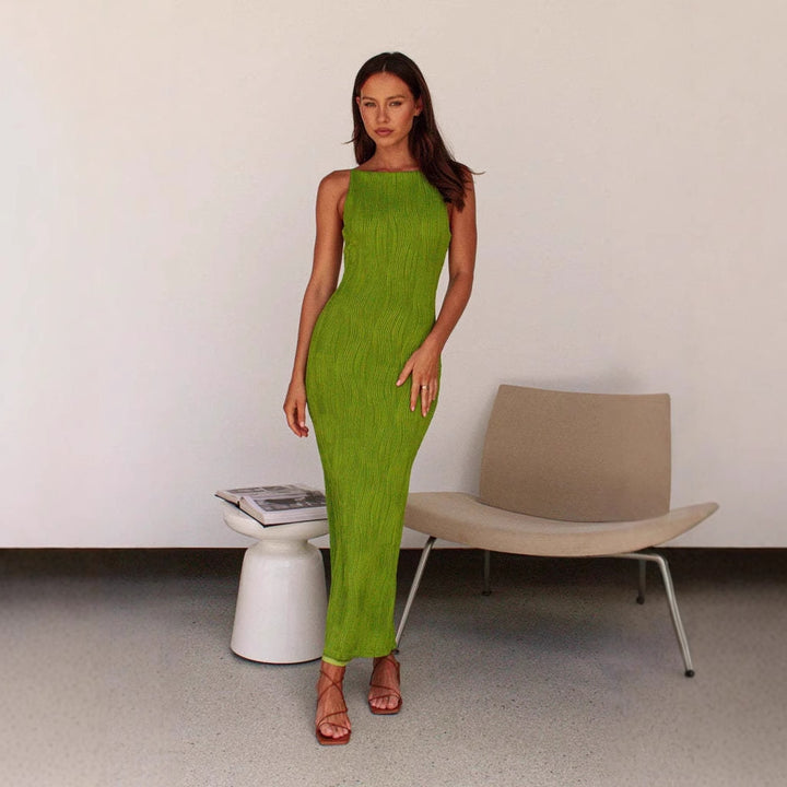 Damen Maxikleid mit schickem Rippdesign und figurbetonender Silhouette Drune