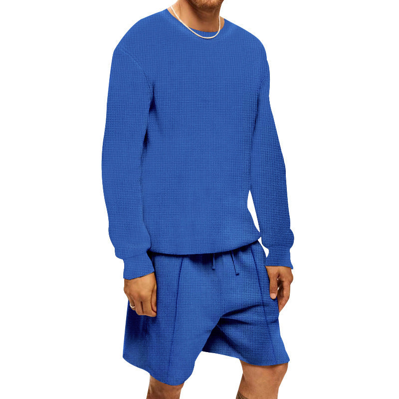Herren lässiges Sweatshirt- und Shorts-Set mit strukturiertem Design Drune