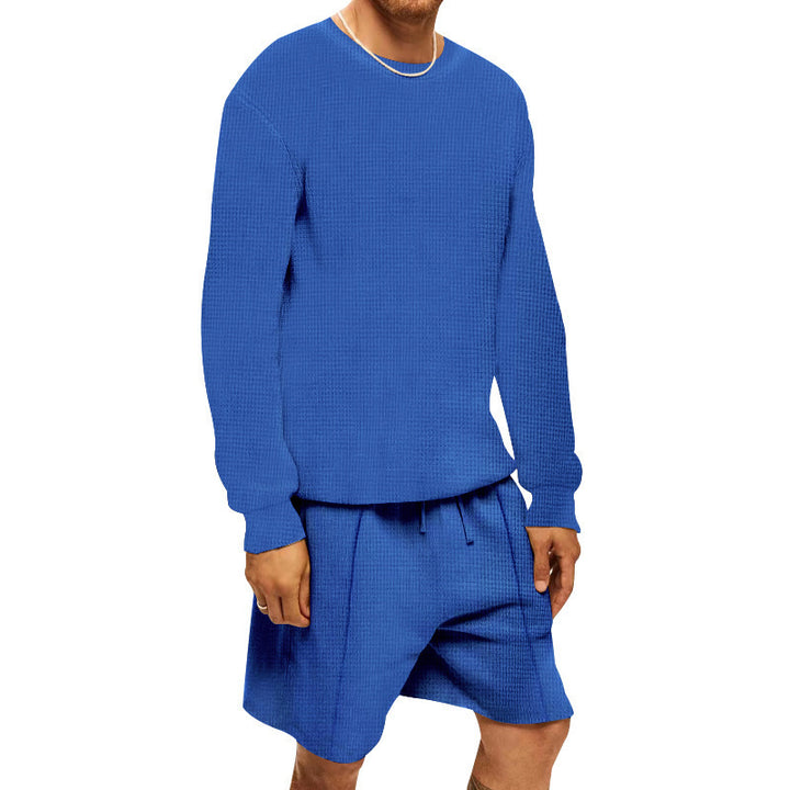 Herren lässiges Sweatshirt- und Shorts-Set mit strukturiertem Design Drune