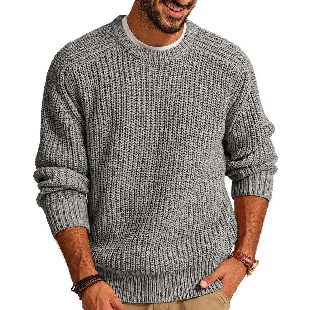 Herren Grobstrick Pullover mit Rundhalsausschnitt und lässigem Schnitt Drune