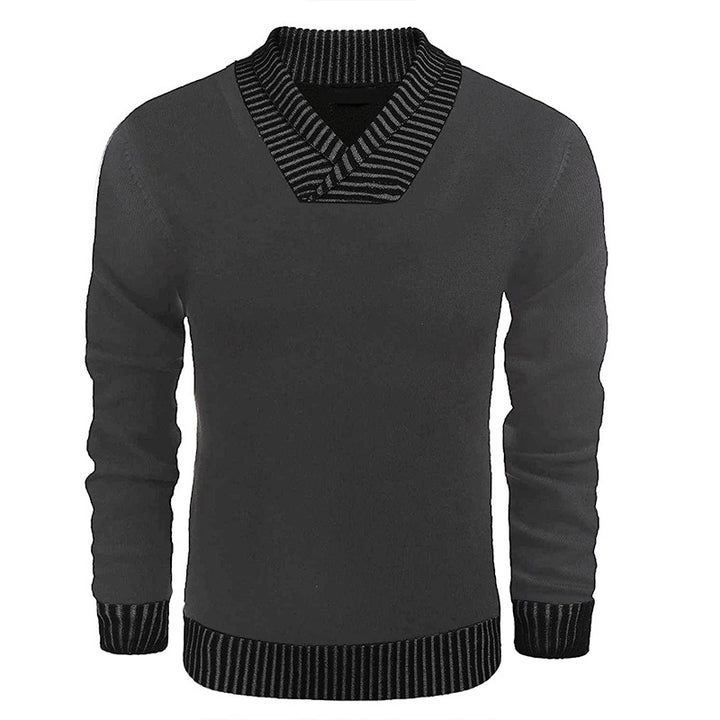 Herren eleganter Strickpullover mit modernem Schalkragen und strukturiertem Oberteil Drune