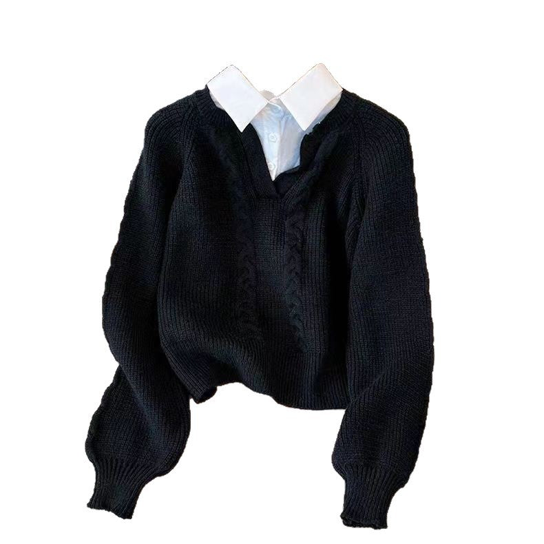 Damen Stilvoller Strickpullover mit tiefem V-Ausschnitt und Zopfmuster Drune