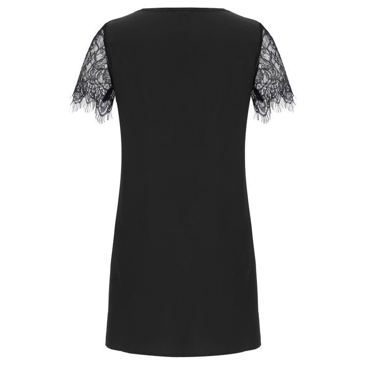 Damen Kleid mit Spitzenbesätzen und elegantem V-Ausschnitt Drune