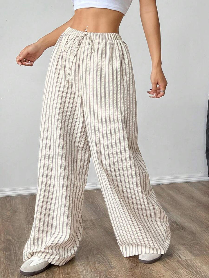 Damen lässige Hochbundhose im gestreiften Design Drune