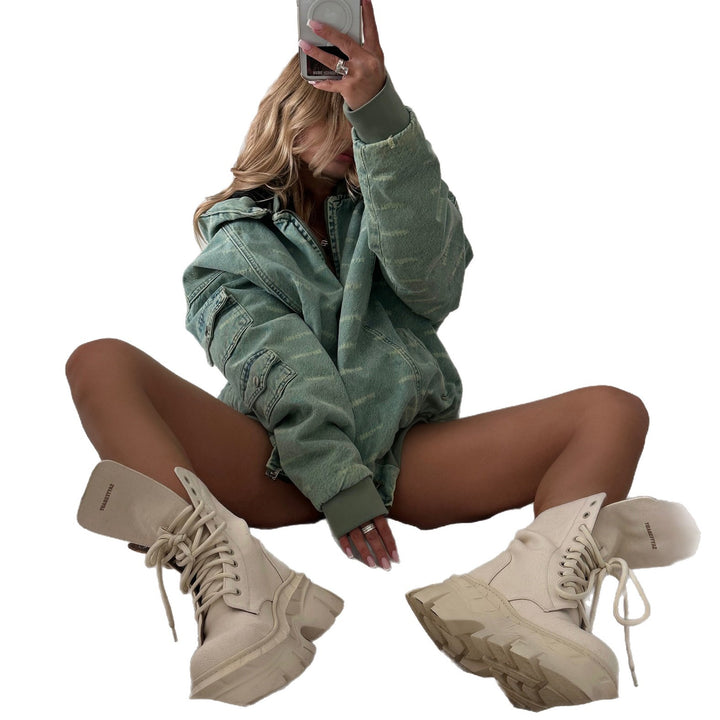Damen Oversized Denimjacke mit lässigem Schnitt und praktischen Taschen Drune