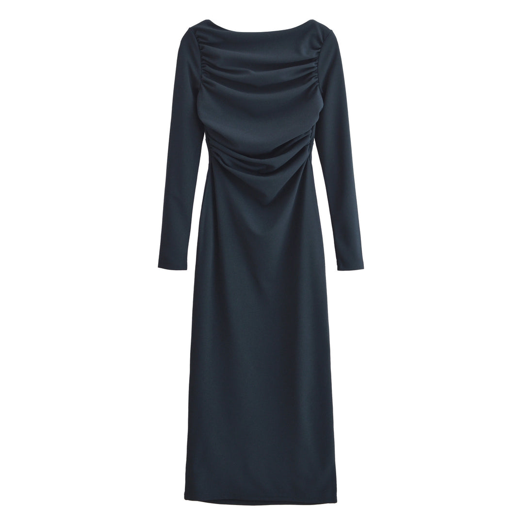 Damen Drapiertes Langarm-Maxikleid Drune