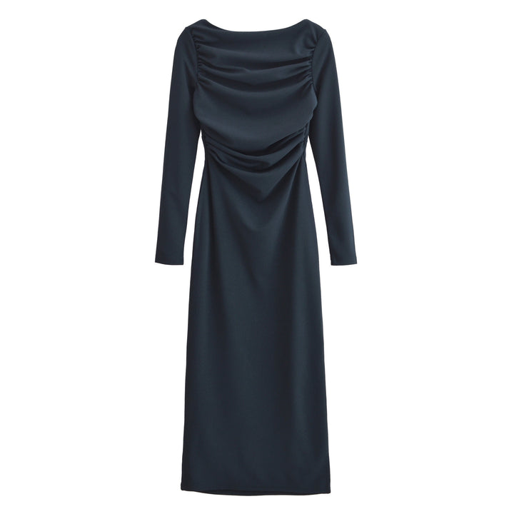 Damen Drapiertes Langarm-Maxikleid Drune