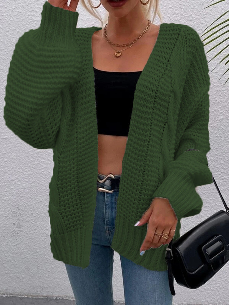 Damen Grobstrick-Cardigan mit bequemen offenen Taschen und lässigem Schnitt Drune