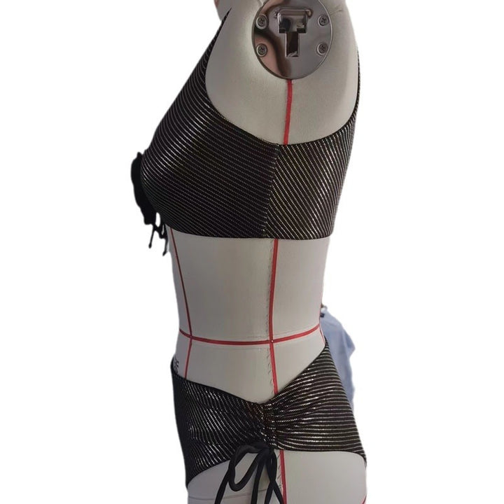 Damen Bandeau-Bikini mit eleganten Raffung und Blumendetail Drune