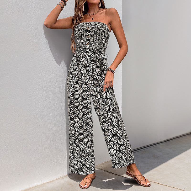 Damen Jumpsuit mit aufregendem Boho-Muster und elastischem Bund Drune