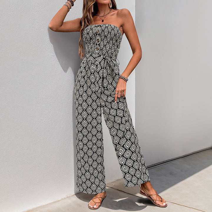 Damen Jumpsuit mit aufregendem Boho-Muster und elastischem Bund Drune