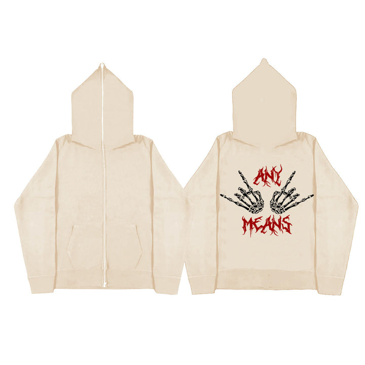 Damen Zip-Hoodie mit einzigartigem Skelett-Motiv und bequemem Schnitt Drune