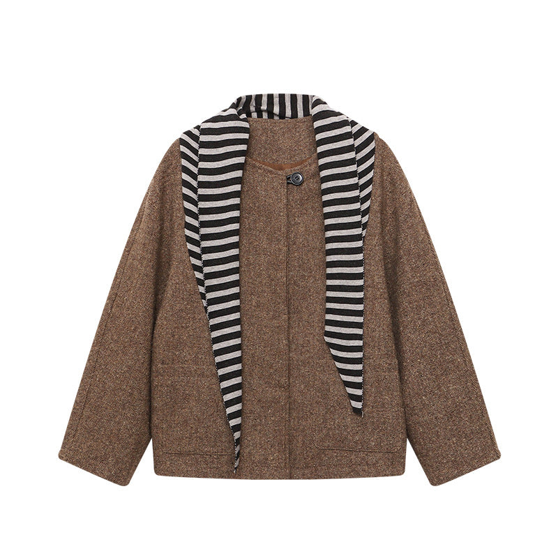 Damen lässige Strickjacke mit modernem Streifenmuster Drune