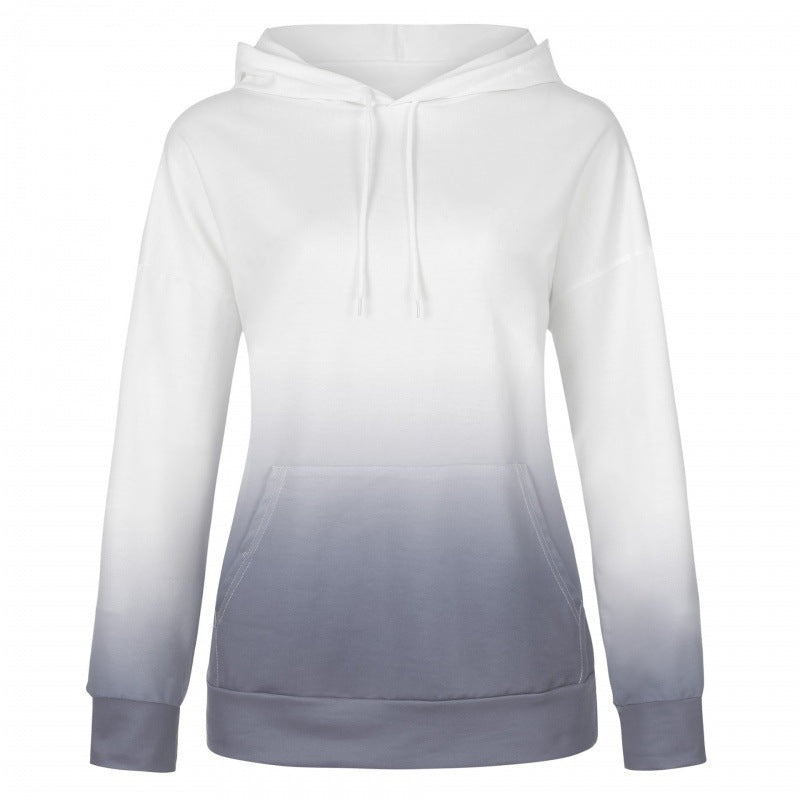 Damen Kapuzenpullover mit modernen Farbverlauf und praktischen Kängurutaschen Drune