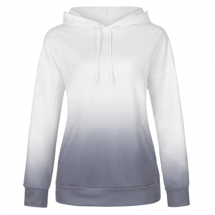 Damen Kapuzenpullover mit modernen Farbverlauf und praktischen Kängurutaschen Drune