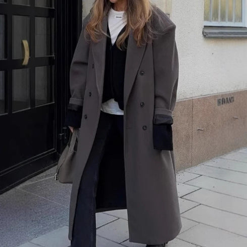 Damen Oversized Trenchcoat mit doppelter Knopfleiste und klassischem Revers Drune