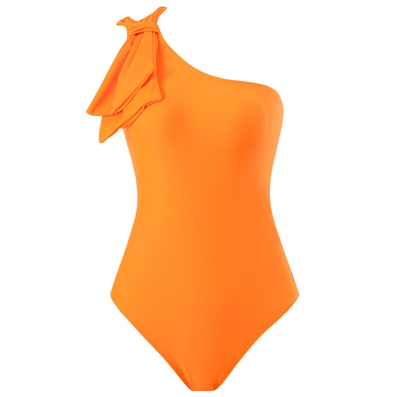 Damen Einteiler Badeanzug mit asymmetrischem Schnitt und modischem Wickelrock Drune