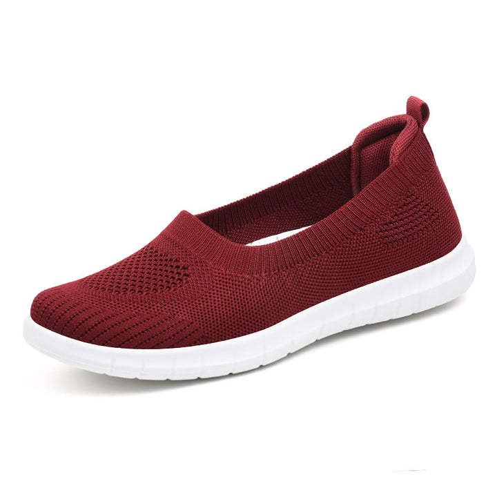 Damen nan atmungsaktive Strick-Ballerina-Slipper mit nahtlosem Sockeneinstieg, orthopädischem Memory-Fußbett und flexibler EVA-Laufsohle Drune