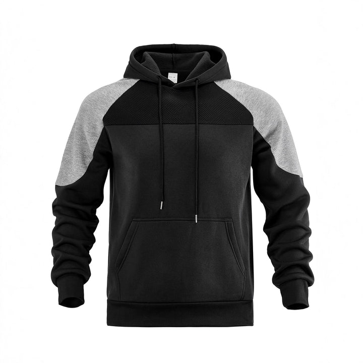 Herren sportlicher Kapuzenpullover mit geometrischen Akzenten und Kängurutasche Drune