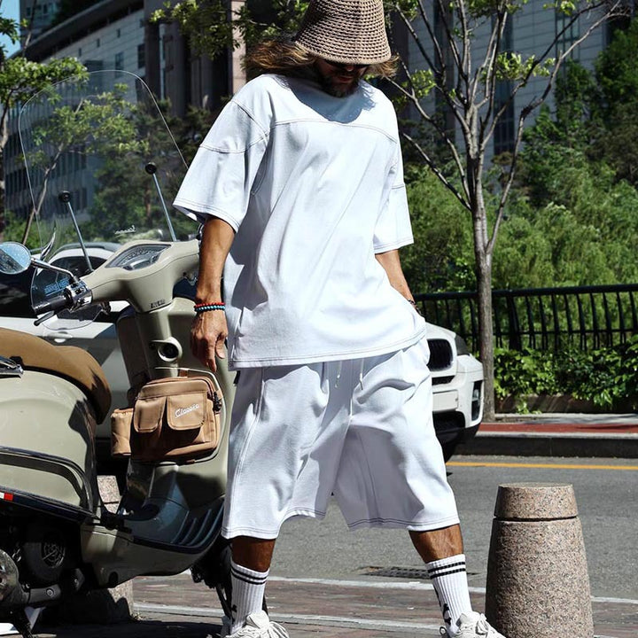 Herren lässiges Kurzarm-T-Shirt mit oversized Schnitt und komfortablen Hosen Drune