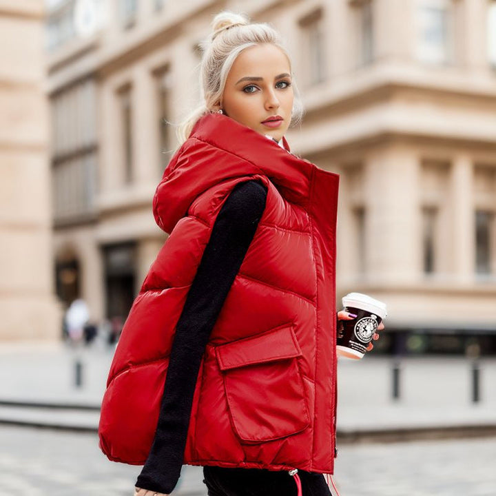 Damen gesteppte Winterweste mit verstellbarer Kapuze und praktischen Taschen Drune