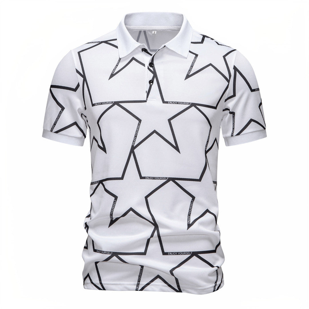 Herren Poloshirt mit modernem Sternen-Design und atmungsaktiven Materialien Drune