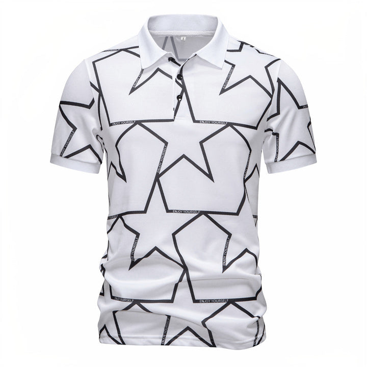 Herren Poloshirt mit modernem Sternen-Design und atmungsaktiven Materialien Drune